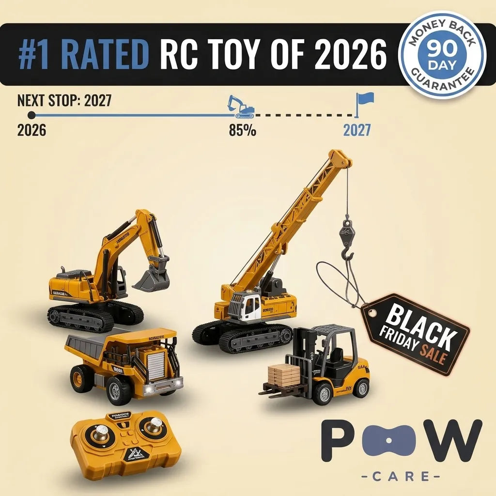 The full range of POW - Mini RC Construction Vehicles with remote
